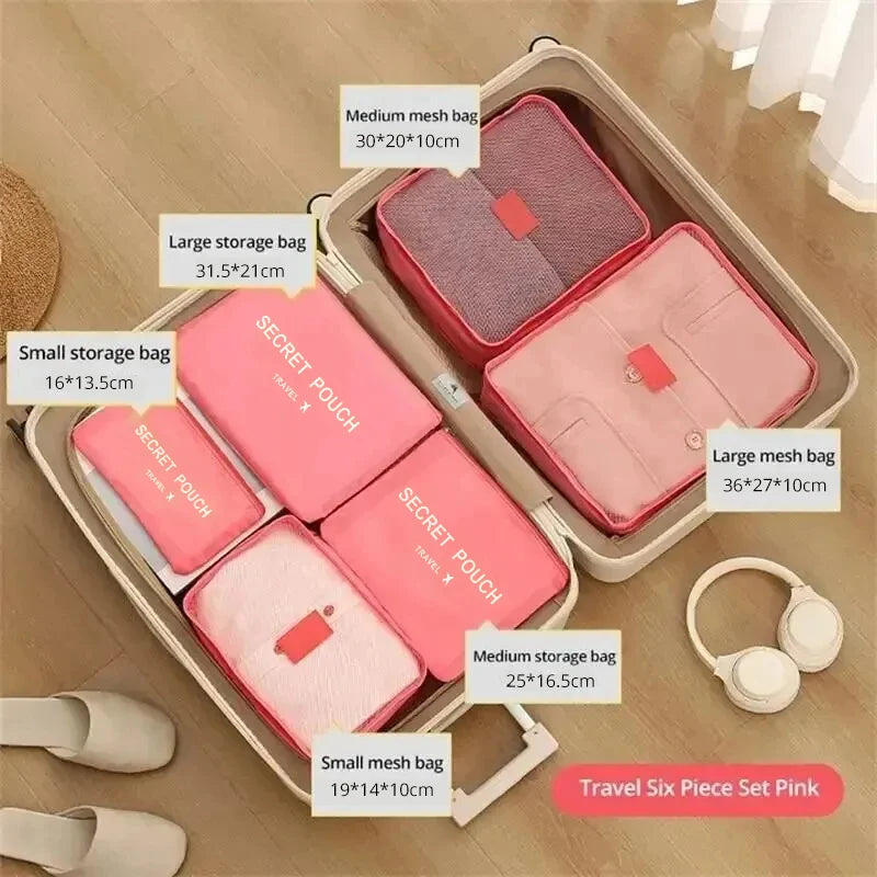 6pcs Multifunction Travel Bags Waterproof Clothes Storage