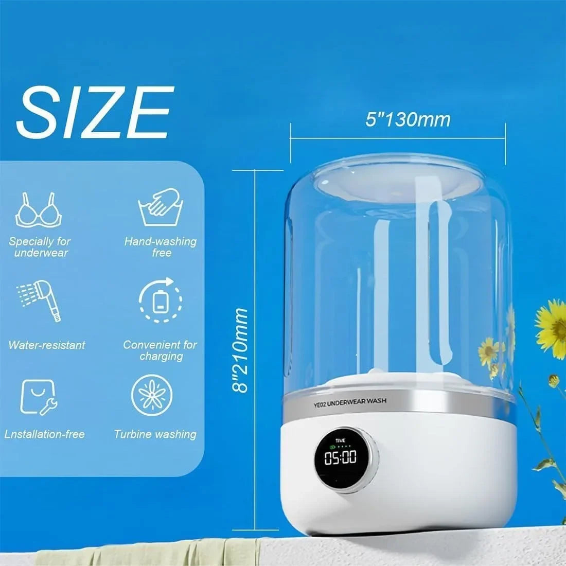 Portable Mini Washing Machine - Wireless Underwear & Socks Cleaner