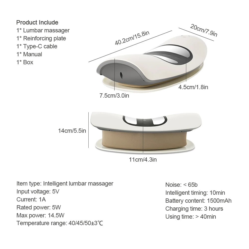 Electric Lumbar Traction Massager Inflatable Back Stretcher Device